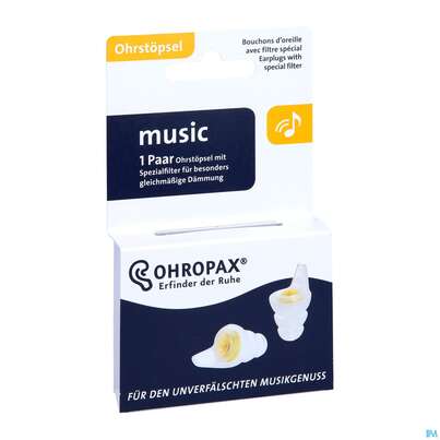 Sie sehen eine Packung Ohrenschutz Ohropax Music Spezial Filter-1 Paar Pgerm 2st, Produktbild: 05 Ohrenschutz Ohropax Music Spezial Filter-1 Paar Pgerm 2st, A-Nr.: 4778475 - 05