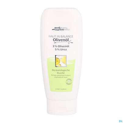 Sie sehen eine Packung Oliven Oel Dr.theiss Haut In Balance Dusche 3% 200ml, Produktbild: 01 Oliven Oel Dr.theiss Haut In Balance Dusche 3% 200ml, A-Nr.: 3282766 - 01