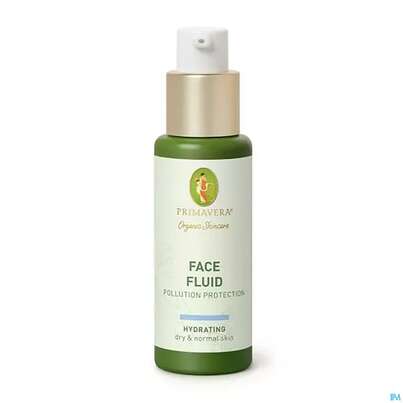 Sie sehen eine Packung Primavera Hydrating Face Fluid Pollution Prot. 30ml, Produktbild: 01 Primavera Hydrating Face Fluid Pollution Prot. 30ml, A-Nr.: 5660296 - 01