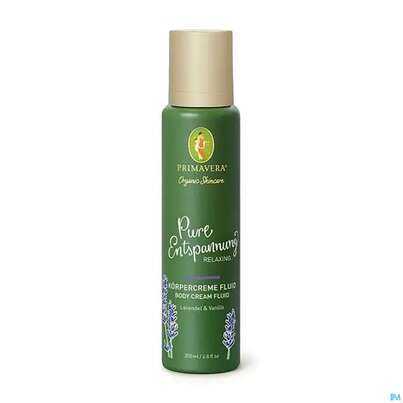 Sie sehen eine Packung Primavera Pure/entspannung Koerpercreme Fluid 200ml, Produktbild: 01 Primavera Pure/entspannung Koerpercreme Fluid 200ml, A-Nr.: 5732587 - 01