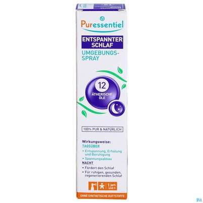 Sie sehen eine Packung Puressentiel Entspannender Schlaf Spray +12 Aetherischen Oelen 75ml, Produktbild: 01 Puressentiel Entspannender Schlaf Spray +12 Aetherischen Oelen 75ml, A-Nr.: 3831836 - 01