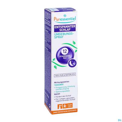 Sie sehen eine Packung Puressentiel Entspannender Schlaf Spray +12 Aetherischen Oelen 75ml, Produktbild: 03 Puressentiel Entspannender Schlaf Spray +12 Aetherischen Oelen 75ml, A-Nr.: 3831836 - 03