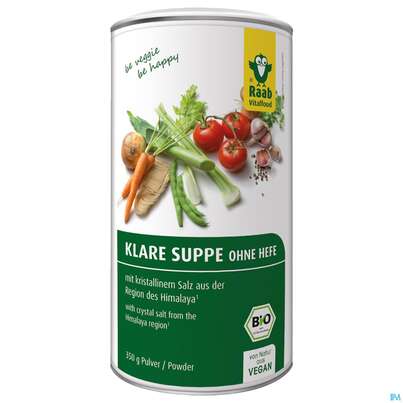 Sie sehen eine Packung Raab Bio Klare Suppe Ohne Hefe Pulver 350g, Produktbild: 04 Raab Bio Klare Suppe Ohne Hefe Pulver 350g, A-Nr.: 4367045 - 04