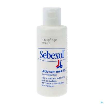 Sie sehen eine Packung Sebexol Lotio Cum Urea 5% 50ml, Produktbild: 02 Sebexol Lotio Cum Urea 5% 50ml, A-Nr.: 1784469 - 02