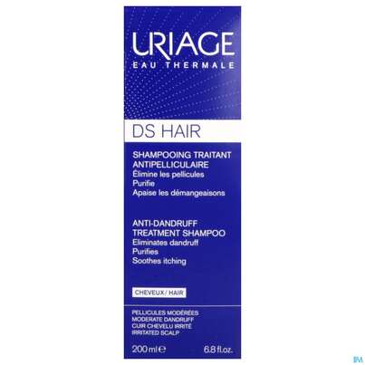 Sie sehen eine Packung Shampoon Uriage/ds Hair Anti-schuppen 200ml, Produktbild: 01 Shampoon Uriage/ds Hair Anti-schuppen 200ml, A-Nr.: 5618236 - 01