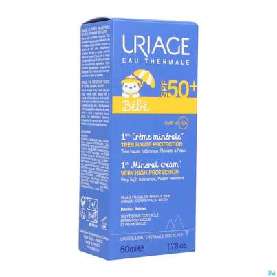 Sie sehen eine Packung Sonnenprodukte Uriage Baby Spf50 Mineralische Creme 50ml, Produktbild: 02 Sonnenprodukte Uriage Baby Spf50 Mineralische Creme 50ml, A-Nr.: 5617610 - 02