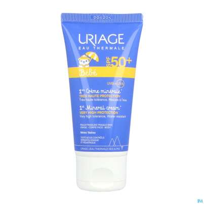Sie sehen eine Packung Sonnenprodukte Uriage Baby Spf50 Mineralische Creme 50ml, Produktbild: 03 Sonnenprodukte Uriage Baby Spf50 Mineralische Creme 50ml, A-Nr.: 5617610 - 03