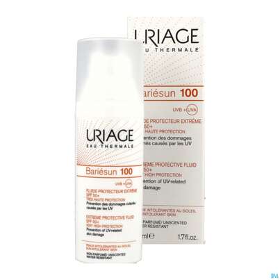 Sie sehen eine Packung Sonnenprodukte Uriage/bariesun Schutz-fluid Extrem 100 Spf50+ 50ml, Produktbild: 05 Sonnenprodukte Uriage/bariesun Schutz-fluid Extrem 100 Spf50+ 50ml, A-Nr.: 5617900 - 05