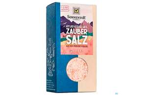 Sie sehen eine Packung Sonnentor Ayurvedisches Salz Fuer Muehle 3mm 00714 150g, Produktbild: 01 Sonnentor Ayurvedisches Salz Fuer Muehle 3mm 00714 150g, A-Nr.: 3390993 - 01