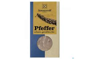 Sie sehen eine Packung Sonnentor Bio Pfeffer Schwarz Gemahlen 00670 50g, Produktbild: 01 Sonnentor Bio Pfeffer Schwarz Gemahlen 00670 50g, A-Nr.: 5228050 - 01