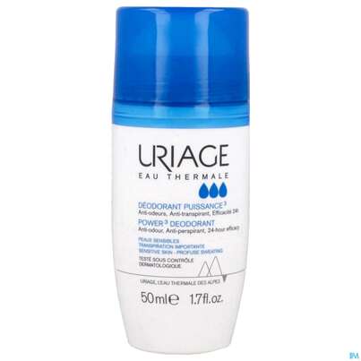 Sie sehen eine Packung Uriage Deodorant Power 3 Roll-on 50ml, Produktbild: 01 Uriage Deodorant Power 3 Roll-on 50ml, A-Nr.: 5618928 - 01