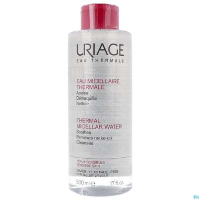Sie sehen eine Packung Uriage Mizellenwasser Empfindliche Haut 500ml, Produktbild: 01 Uriage Mizellenwasser Empfindliche Haut 500ml, A-Nr.: 5619000 - 01