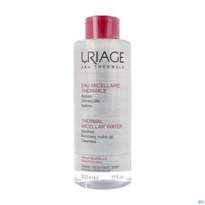 Sie sehen eine Packung Uriage Mizellenwasser Empfindliche Haut 500ml, Produktbild: 02 Uriage Mizellenwasser Empfindliche Haut 500ml, A-Nr.: 5619000 - 02