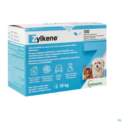 Sie sehen eine Packung Veterinaerprodukte Zylkene/pulver Ergaenzungsfuttermittel Kapseln Hund+katz 75mg 100st, Produktbild: 02 Veterinaerprodukte Zylkene/pulver Ergaenzungsfuttermittel Kapseln Hund+katz 75mg 100st, A-Nr.: 4097516 - 02