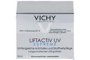 Sie sehen eine Packung Vichy Liftactiv/supreme Uv Lsf 15 50ml, Produktbild: 01 Vichy Liftactiv/supreme Uv Lsf 15 50ml, A-Nr.: 3894357 - 01