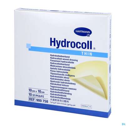 Sie sehen eine Packung Wundverband Hydrocoll Thin 10x 10cm 10st, Produktbild: 04 Wundverband Hydrocoll Thin 10x 10cm 10st, A-Nr.: 2219412 - 04