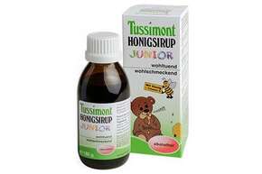Sie sehen eine Packung Tussimont Honigsirup junior, Produktbild: 01 Tussimont Honigsirup junior, A-Nr.: 3433314 - 01