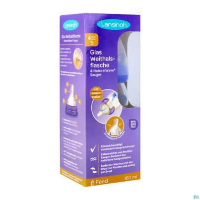 Saugflaschen -lansinoh Weithals Natural Wave 160ml Glas Slow Flow Sauge 1st, A-Nr.: 4737855 - 09