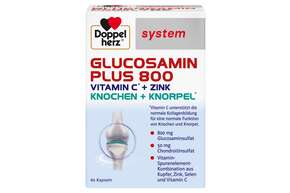 Sie sehen eine Packung Doppelherz system GLUCOSAMIN PLUS 800 VITAMIN C + ZINK, Produktbild: 01 Doppelherz system GLUCOSAMIN PLUS 800 VITAMIN C + ZINK, A-Nr.: 5678847 - 01