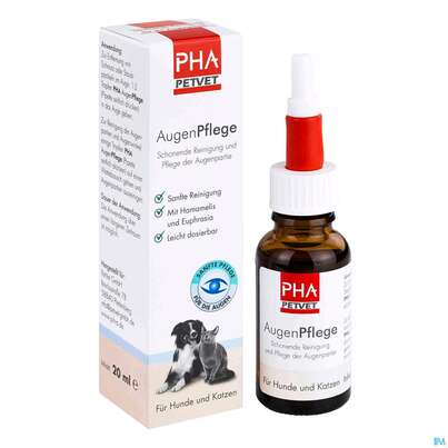 Sie sehen eine Packung Veterinaerprodukte Pha Augenpflege Hund +katze Lösung 20ml, Produktbild: 06 Veterinaerprodukte Pha Augenpflege Hund +katze Lösung 20ml, A-Nr.: 4996798 - 06