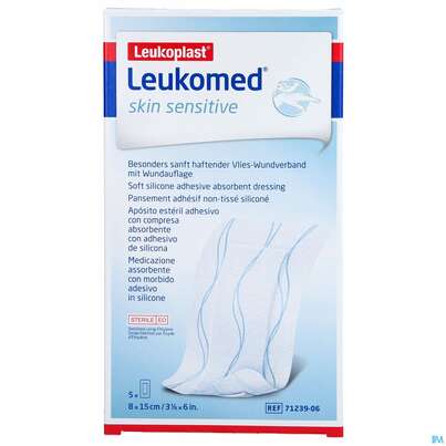 Wundverband Leukomed/skin Sensitive Vliesverband +auflage Steril 8x15cm 5st, A-Nr.: 5609013 - 01