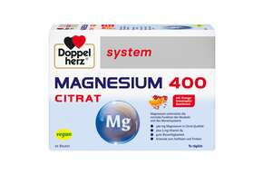 Sie sehen eine Packung Doppelherz system MAGNESIUM 400 CITRAT Trinkgranulat, Produktbild: 01 Doppelherz system MAGNESIUM 400 CITRAT Trinkgranulat, A-Nr.: 4137173 - 01