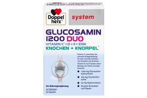 Sie sehen eine Packung Doppelherz system GLUCOSAMIN 1200 DUO KNOCHEN + KNORPEL, Produktbild: 01 Doppelherz system GLUCOSAMIN 1200 DUO KNOCHEN + KNORPEL, A-Nr.: 5678066 - 01
