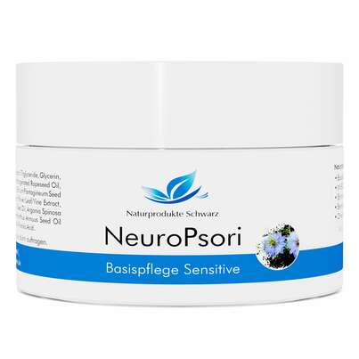 Sie sehen eine Packung NeuroPsori Basispflege Creme Sensitive - Bei Neurodermitis und Psoriasis, 100ml, Produktbild: 01 NeuroPsori Basispflege Creme Sensitive - Bei Neurodermitis und Psoriasis, 100ml, A-Nr.: 3326943 - 01