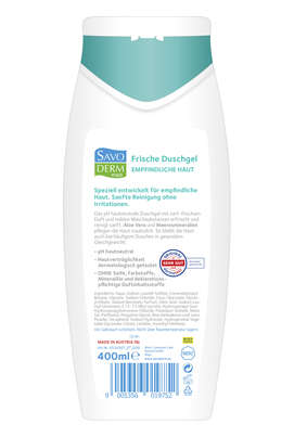 Sie sehen eine Packung Savoderm med Frische Duschgel 400ml, Produktbild: 02 Savoderm med Frische Duschgel 400ml, A-Nr.: 4448482 - 02