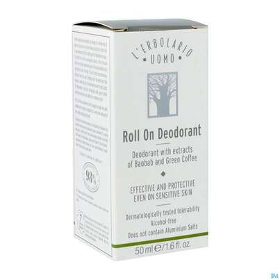 Sie sehen eine Packung L Erbolario Deo/roll On Alkoholfrei Uomo 062.6 50ml, Produktbild: 02 L Erbolario Deo/roll On Alkoholfrei Uomo 062.6 50ml, A-Nr.: 4121350 - 02