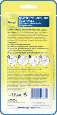 Sie sehen eine Packung Burgit Glättende Hornhaut Fußmaskensocken 1Paar, Produktbild: 02 Burgit Glättende Hornhaut Fußmaskensocken 1Paar, A-Nr.: 5671029 - 02