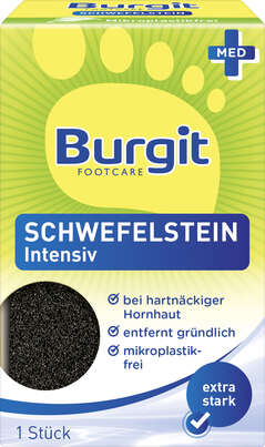 Sie sehen eine Packung Burgit Hornhaut Schwefelstein Intensiv, Produktbild: 01 Burgit Hornhaut Schwefelstein Intensiv, A-Nr.: 5762335 - 01