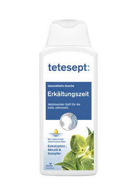 Sie sehen eine Packung Tetesept Gesundheits-Dusche Erkältungszeit, Produktbild: 01 Tetesept Gesundheits-Dusche Erkältungszeit, A-Nr.: 3280543 - 01