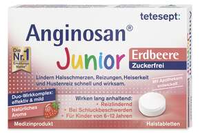 Tetesept Anginosan® Junior Erdbeere zuckerfrei Tabletten 20 St., A-Nr.: 5388670 - 01