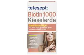 Sie sehen eine Packung tetesept Biotin 1000 + Kieselerde 30St, Produktbild: 01 tetesept Biotin 1000 + Kieselerde 30St, A-Nr.: 5074931 - 01