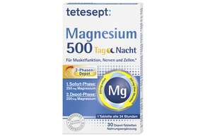 Sie sehen eine Packung tetesept Magnesium 500 Tag Nacht Tabletten 30 Stk, Produktbild: 01 tetesept Magnesium 500 Tag Nacht Tabletten 30 Stk, A-Nr.: 5074902 - 01