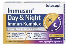 Sie sehen eine Packung TETESEPT Immusan Day & Night FTa 28ST, Produktbild: 01 TETESEPT Immusan Day & Night FTa 28ST, A-Nr.: 5882430 - 01