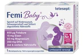 Sie sehen eine Packung tetesept Femi Baby Filmtabletten und Kapseln 2x 30Stk, Produktbild: 01 tetesept Femi Baby Filmtabletten und Kapseln 2x 30Stk, A-Nr.: 4449145 - 01