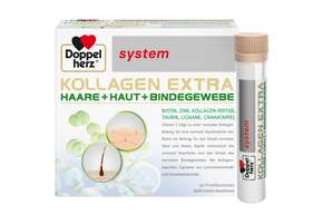 Sie sehen eine Packung Doppelherz system KOLLAGEN EXTRA HAARE + HAUT + BINDEGEWEBE, Produktbild: 01 Doppelherz system KOLLAGEN EXTRA HAARE + HAUT + BINDEGEWEBE, A-Nr.: 5677960 - 01