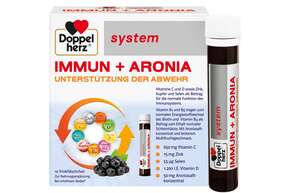 Sie sehen eine Packung Doppelherz system IMMUN + ARONIA - UNTERSTÜTZUNG DER ABWEHR, Produktbild: 01 Doppelherz system IMMUN + ARONIA - UNTERSTÜTZUNG DER ABWEHR, A-Nr.: 5678008 - 01