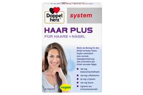 Sie sehen eine Packung Doppelherz system HAAR PLUS - Für Haare + Nägel, Produktbild: 01 Doppelherz system HAAR PLUS - Für Haare + Nägel, A-Nr.: 5678379 - 01