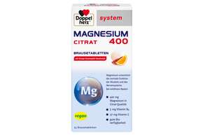 Sie sehen eine Packung Doppelherz system MAGNESIUM 400 CITRAT BRAUSETABLETTEN, Produktbild: 01 Doppelherz system MAGNESIUM 400 CITRAT BRAUSETABLETTEN, A-Nr.: 4338121 - 01