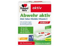 Sie sehen eine Packung Doppelherz Abwehr DIRECT Zink + Selen + Histidin + Vitamin C, Produktbild: 01 Doppelherz Abwehr DIRECT Zink + Selen + Histidin + Vitamin C, A-Nr.: 3478363 - 01