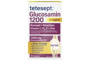 Sie sehen eine Packung Tetesept Glucosamin 1200 30st, Produktbild: 01 Tetesept Glucosamin 1200 30st, A-Nr.: 5431957 - 01