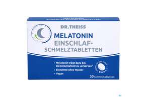 Sie sehen eine Packung Melatonin Einschlaf-schmelztabl Dr.theiss 1pk, Produktbild: 01 Melatonin Einschlaf-schmelztabl Dr.theiss 1pk, A-Nr.: 5451173 - 01