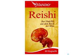 Sie sehen eine Packung Reishi Kapseln Hando 60st, Produktbild: 01 Reishi Kapseln Hando 60st, A-Nr.: 2066345 - 01