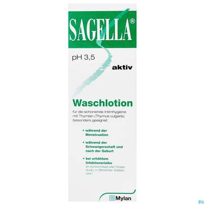 Sie sehen eine Packung Sagella Aktiv Waschlotion 250ml, Produktbild: 01 Sagella Aktiv Waschlotion 250ml, A-Nr.: 4010194 - 01