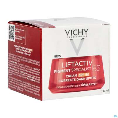 Sie sehen eine Packung Vichy Liftactiv B3 Anti-pigmentflecken Creme Lsf50 50ml, Produktbild: 07 Vichy Liftactiv B3 Anti-pigmentflecken Creme Lsf50 50ml, A-Nr.: 5662504 - 07