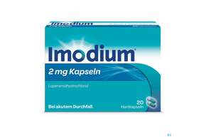 Sie sehen eine Packung Imodium Kapseln 2mg 20st, Produktbild: 01 Imodium Kapseln 2mg 20st, A-Nr.: 3773168 - 01