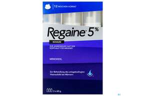 Sie sehen eine Packung Regaine Schaum Z.anwendung Auf Der Kopfhaut 5% Bp3x6 180g, Produktbild: 01 Regaine Schaum Z.anwendung Auf Der Kopfhaut 5% Bp3x6 180g, A-Nr.: 4209961 - 01